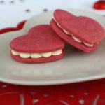 heart sandwich cookies with prosecco buttercream