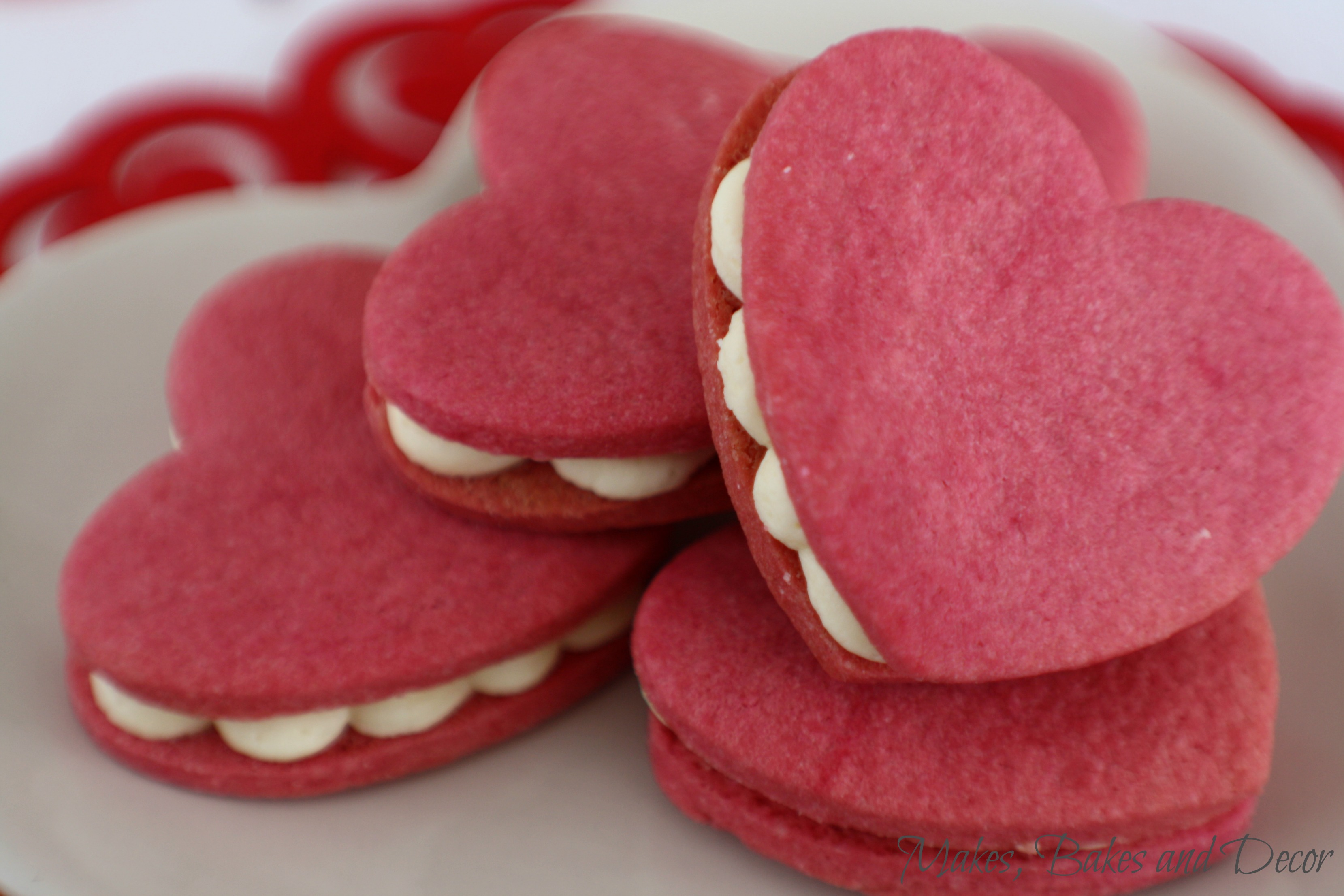 heart sandwich cookies with prosecco buttercream