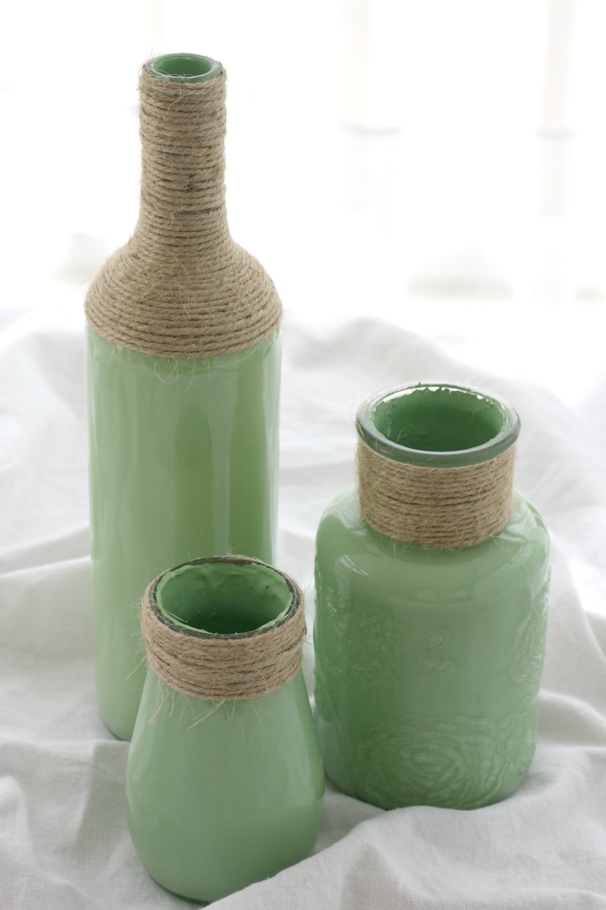 Painted glass bottles Makes Bakes and Decor