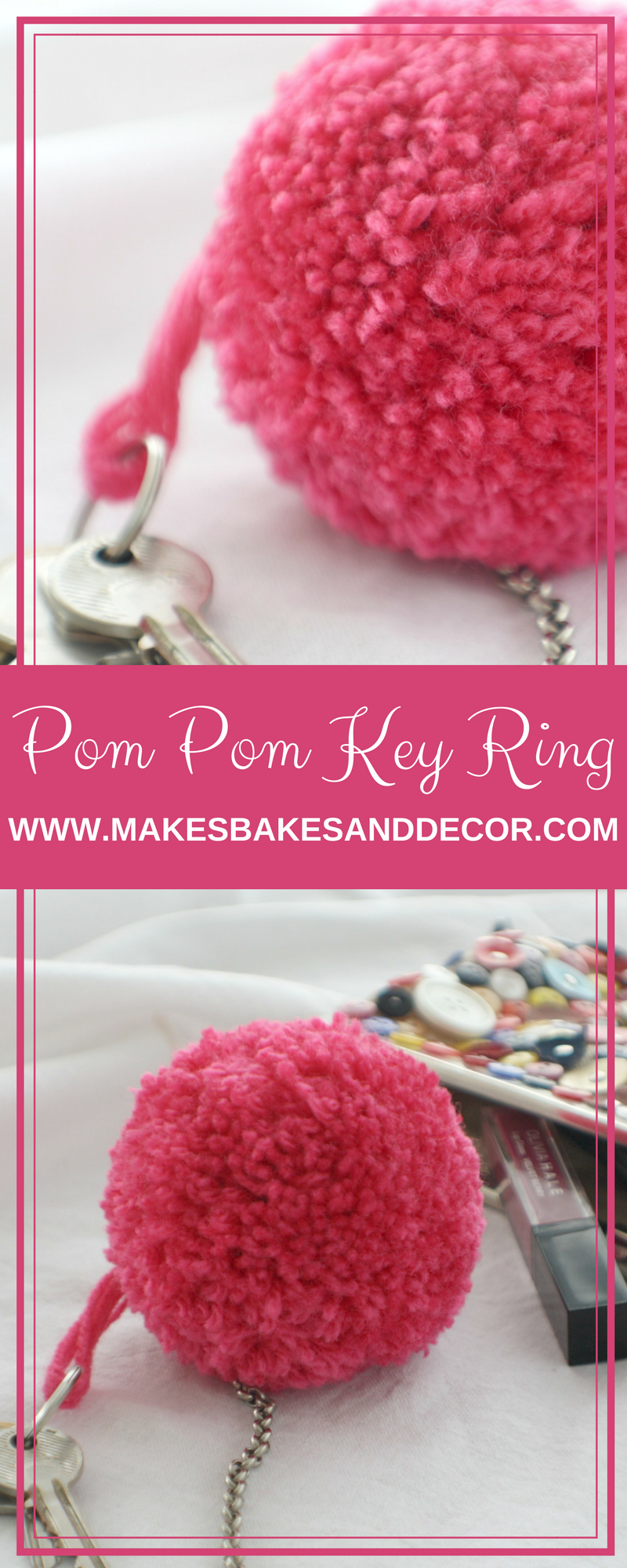 Pom Pom Keyring - Makes, Bakes and Decor