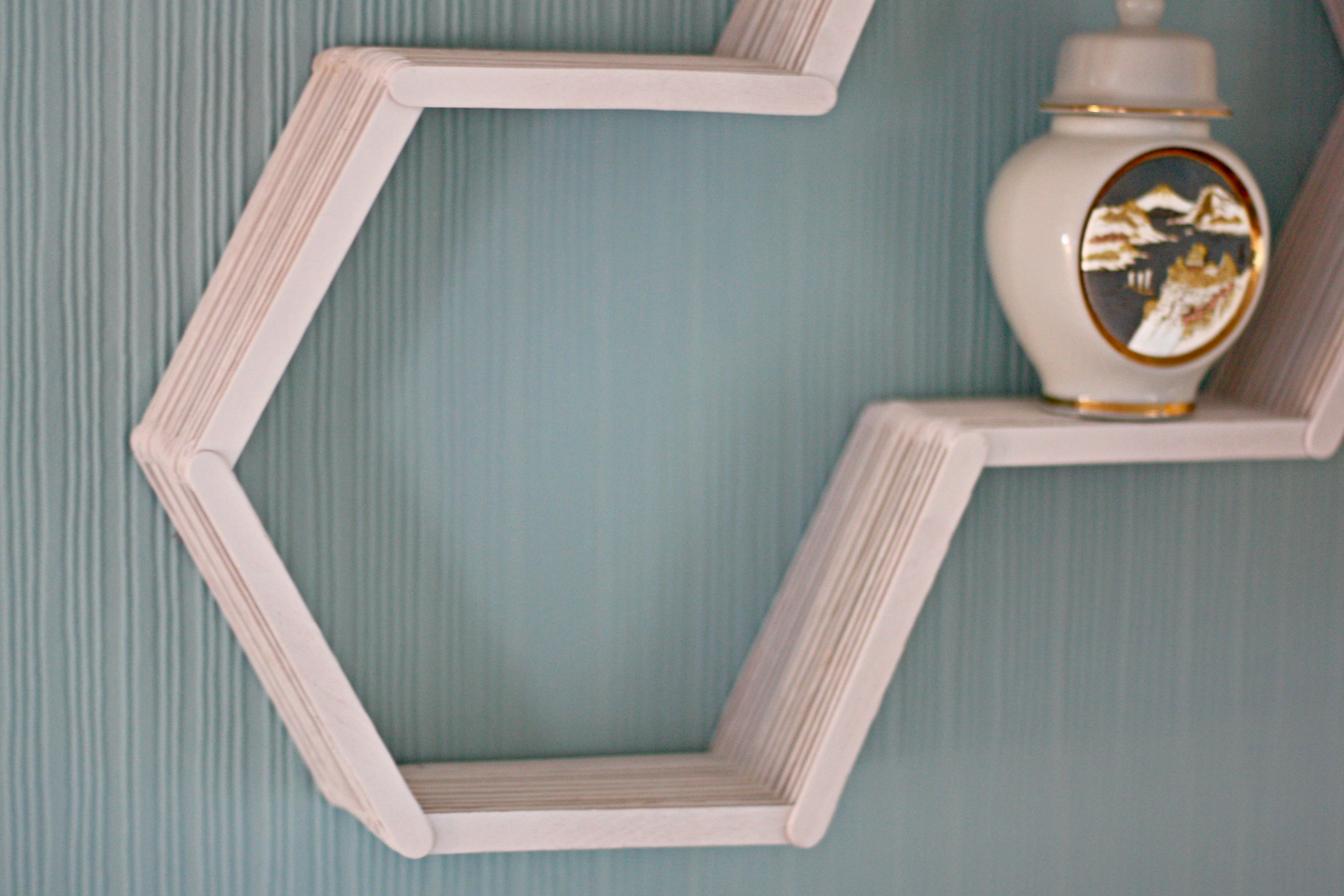 DIY wall shelf  How to make hexagon shelves using popsicle sticks