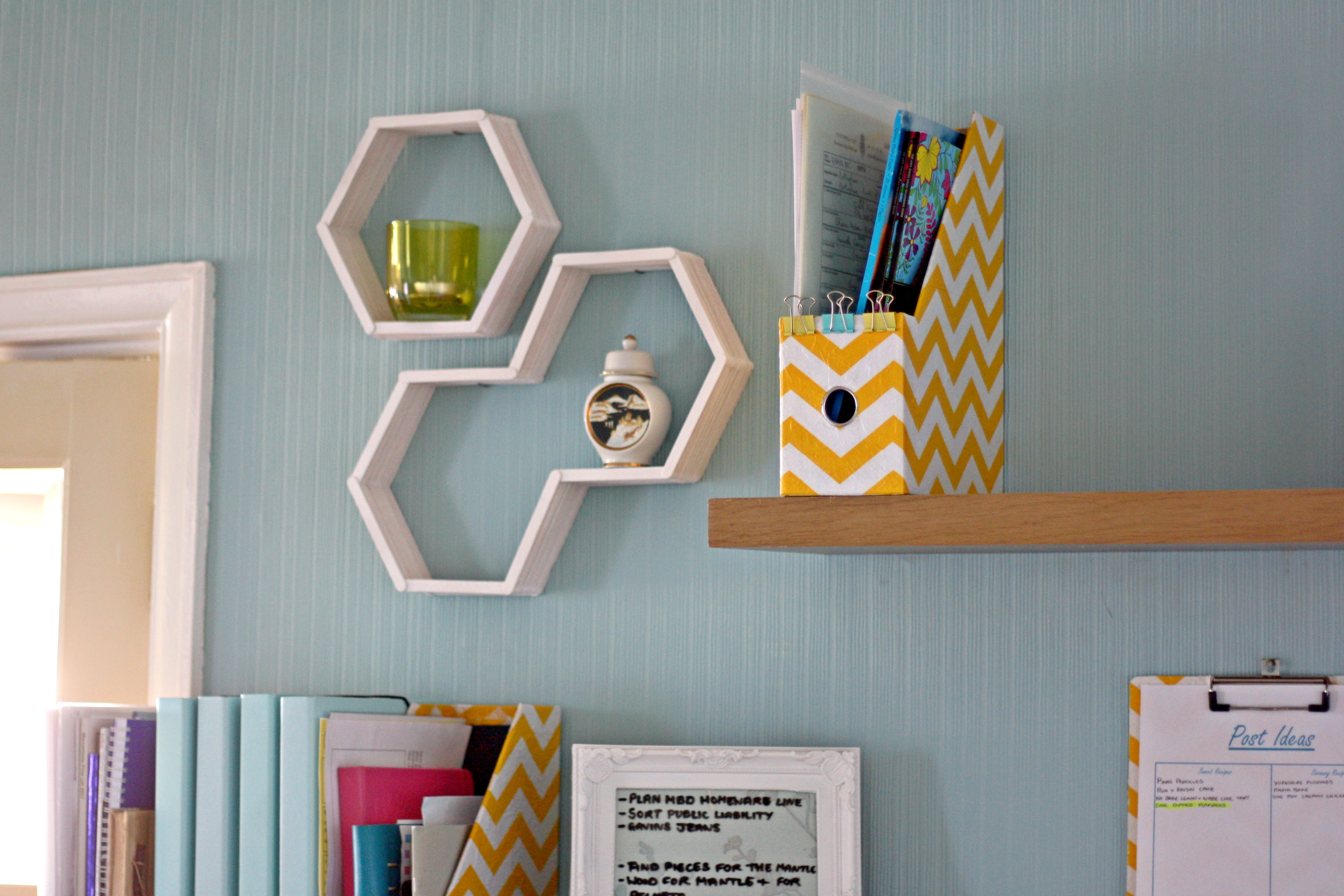 DIY wall shelf  How to make hexagon shelves using popsicle sticks 