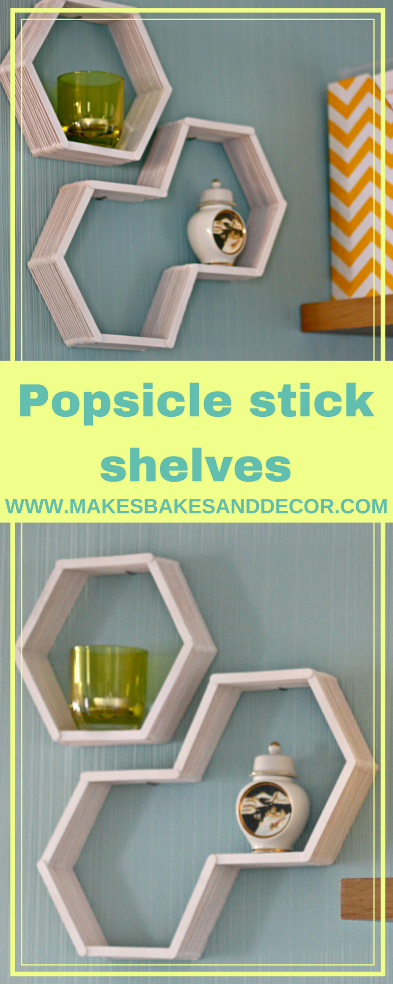 Very easy DIY wall shelf using popsicle sticks/ DIY hexagon wall