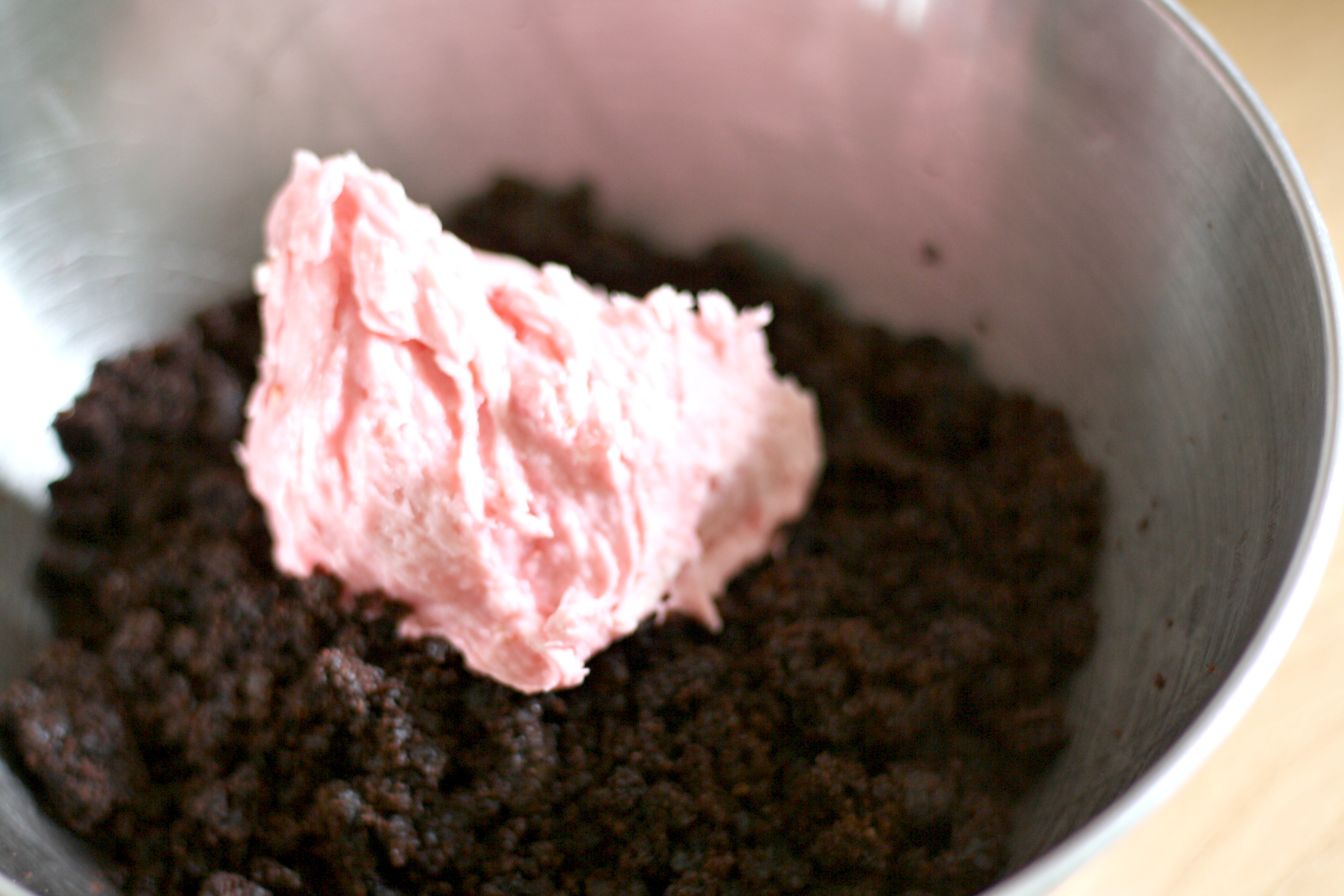 raspberry and chocolate melting ice cream cake