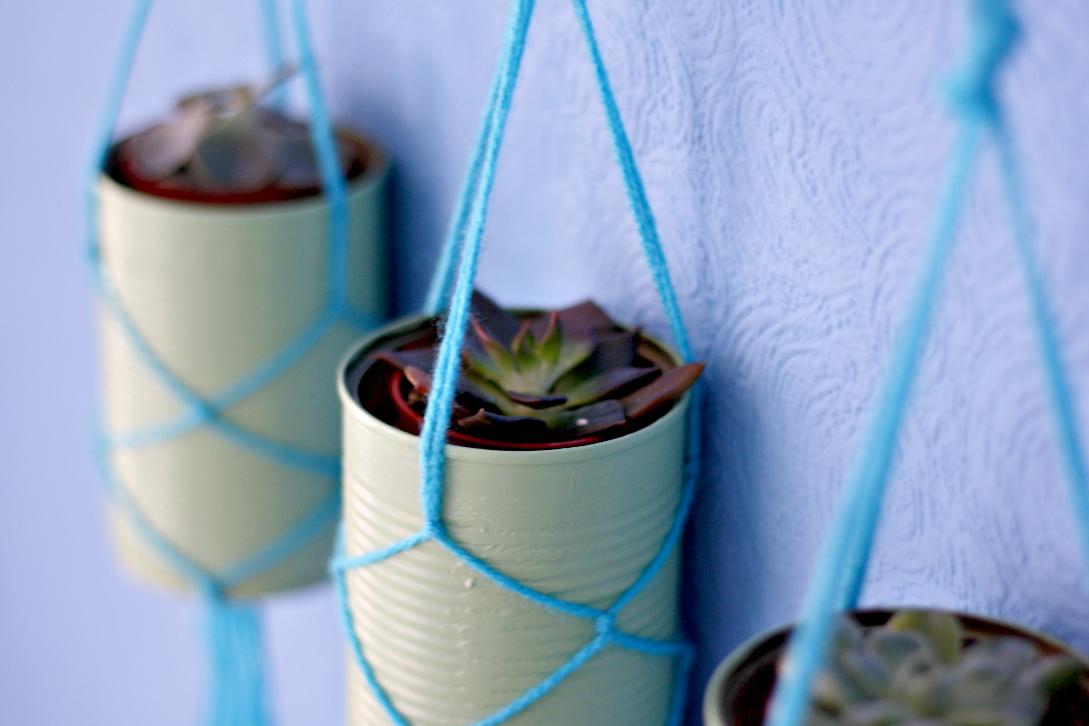 tin can hanging planters