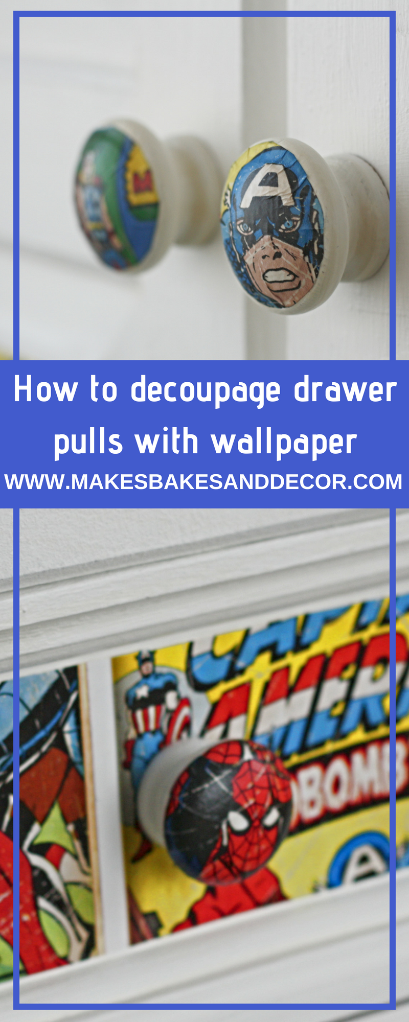 how to decoupage drawer pulls with wallpaper