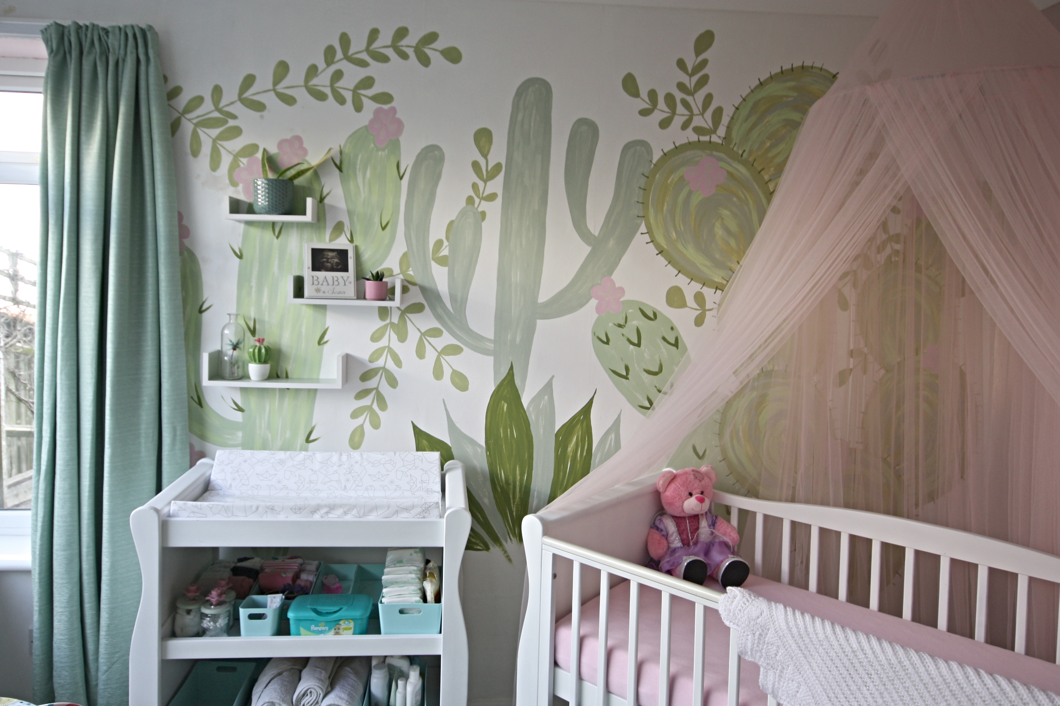 cactus mural in a nursery