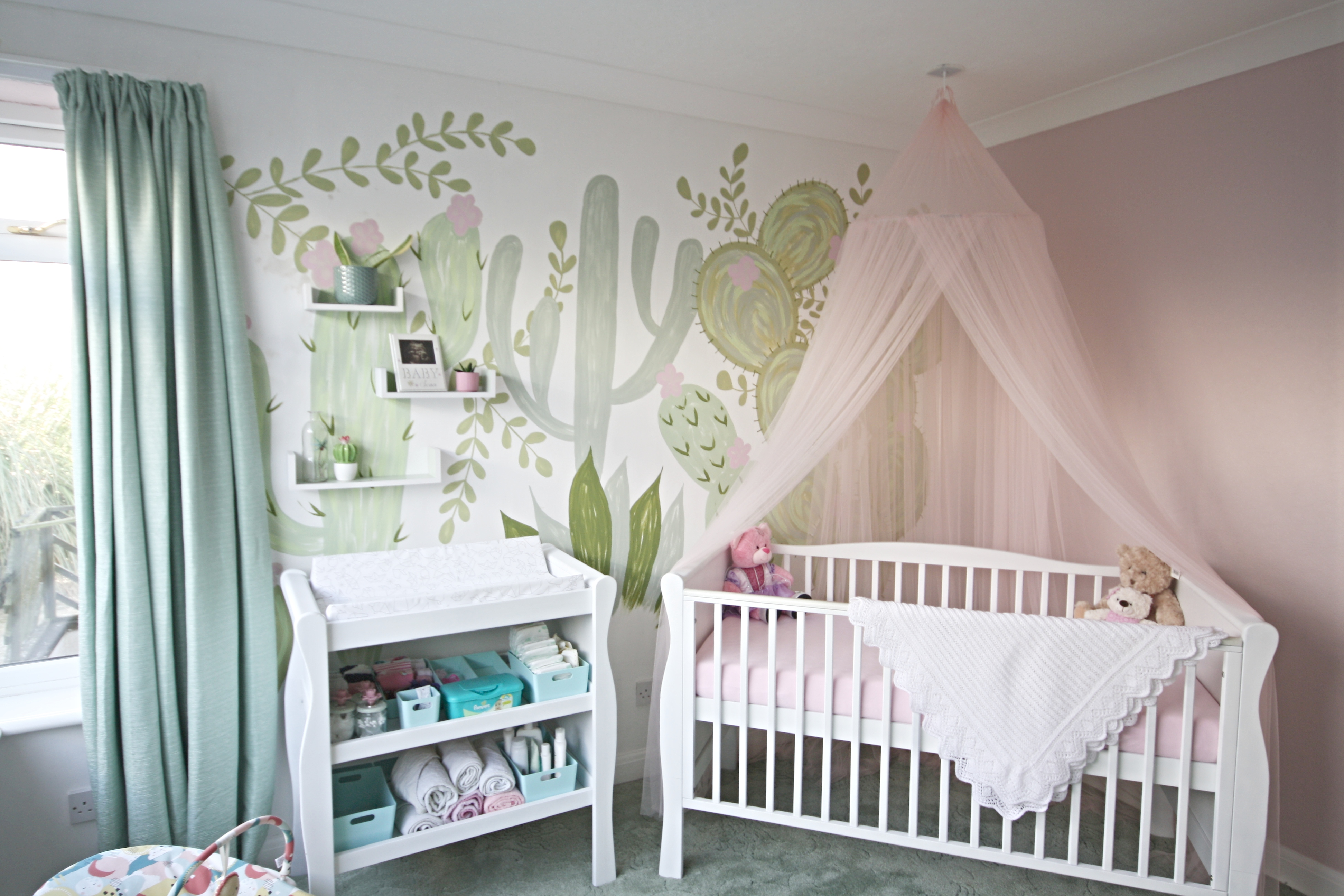 Pink and sale green nursery decor