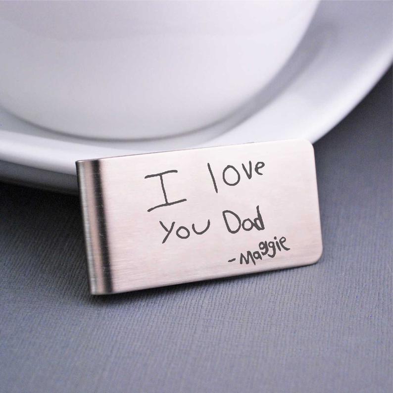 money clip with personalised handwriting