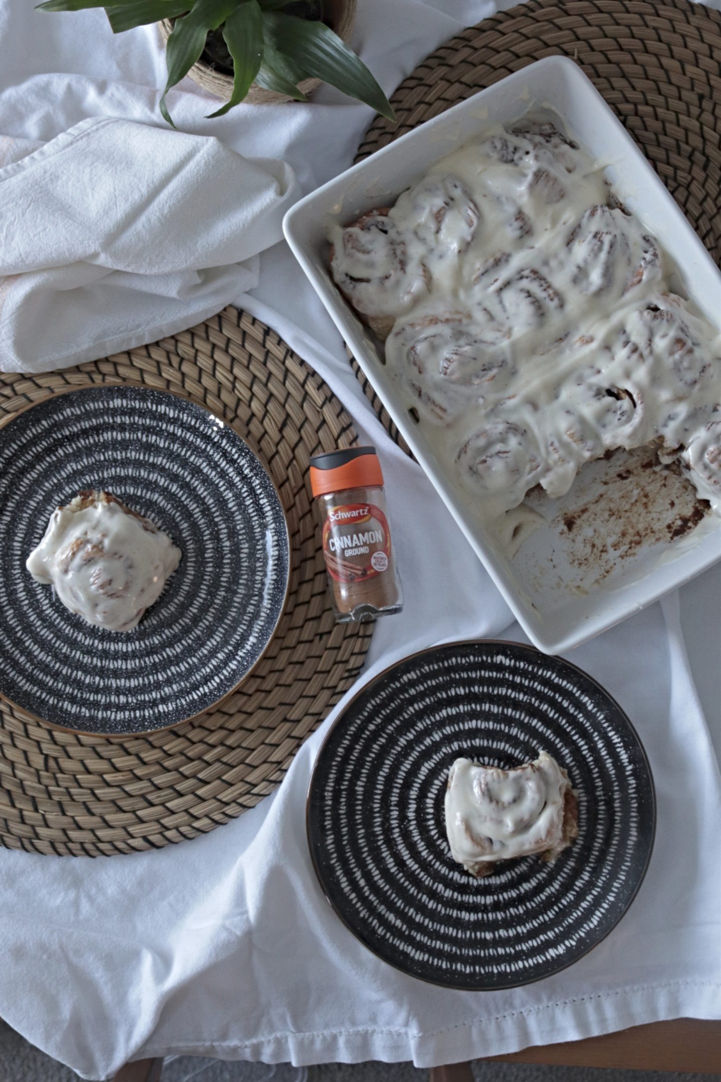 cinnamon bun flatlay