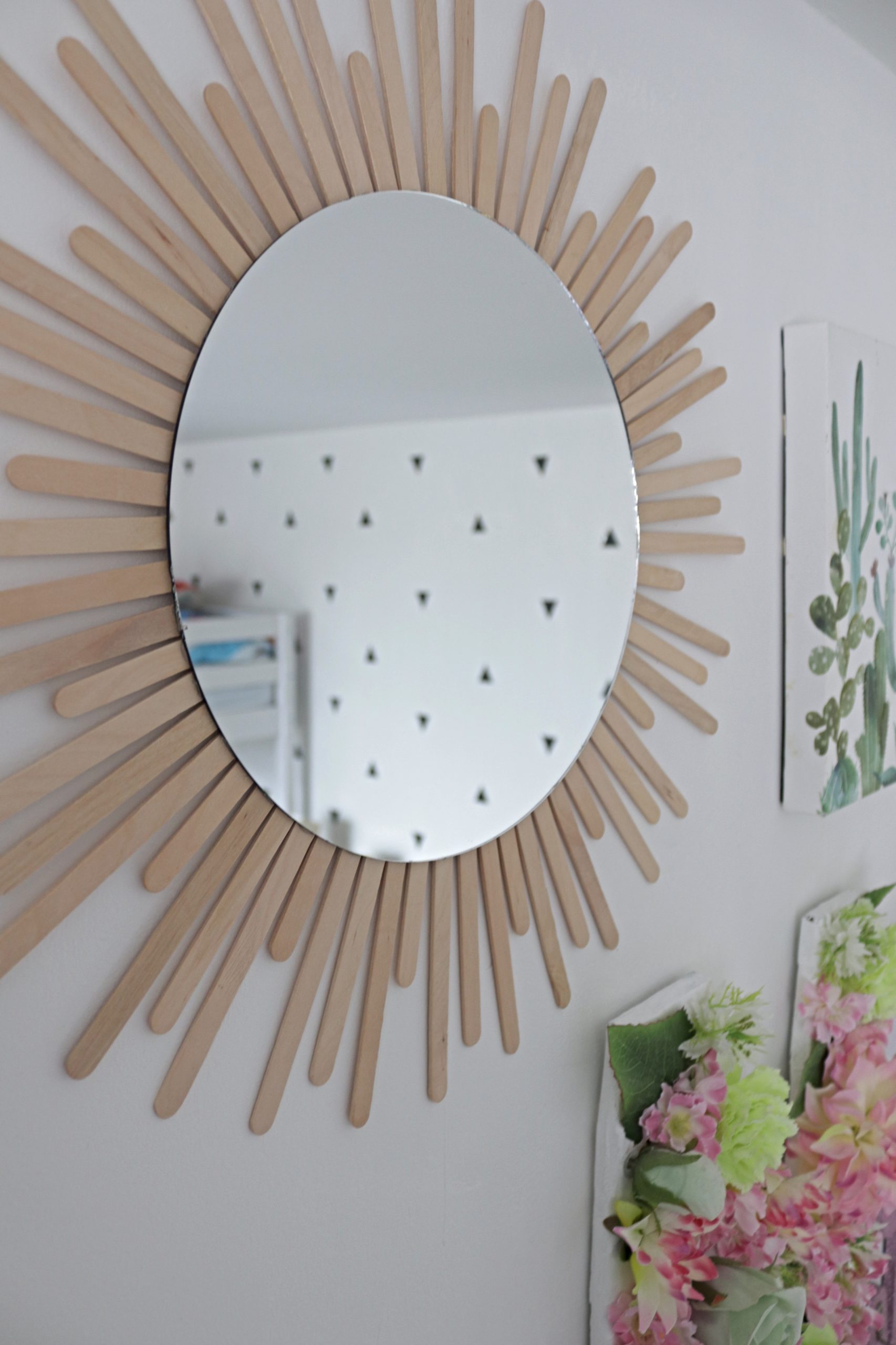 popsicle stick sunburst mirror diy