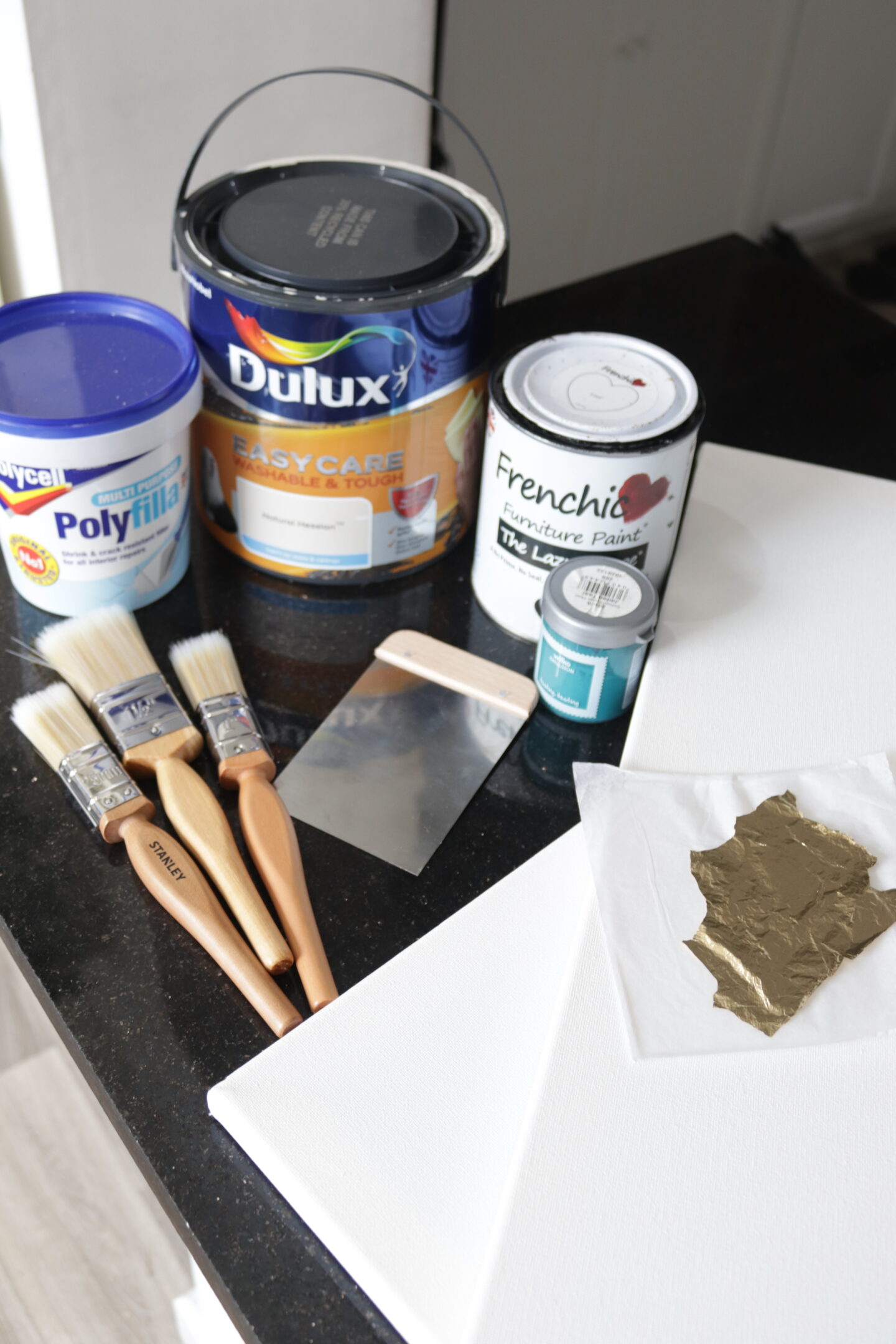 supplies for the DIY Framed Canvas Artwork