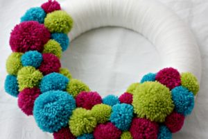 colourful pom pom wreath