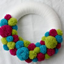 colourful pom pom wreath