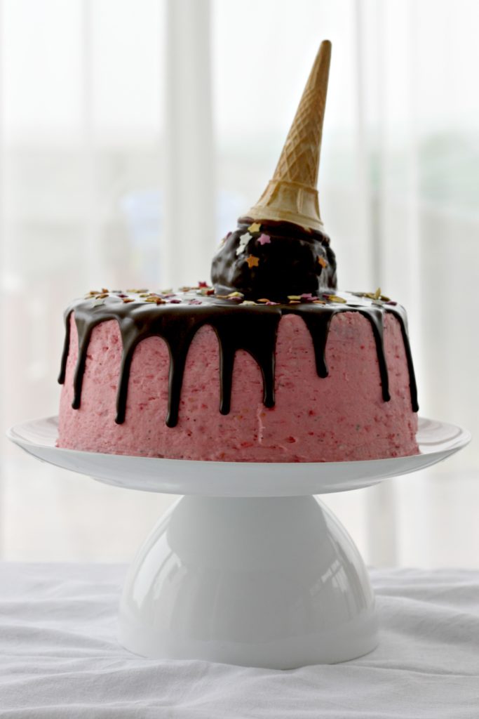 Raspberry and Chocolate Melting Ice Cream Cake - Makes, Bakes and Decor