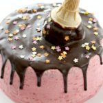 raspberry and chocolate melting ice cream cake